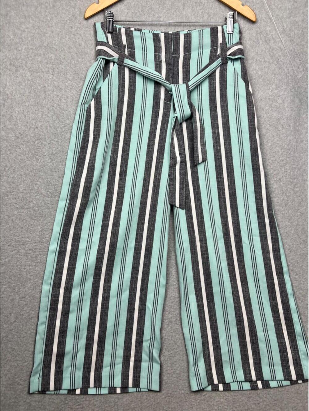 7th Avenue New York & Company Paper bag Waist Crop Wide Leg Pants 6 Office